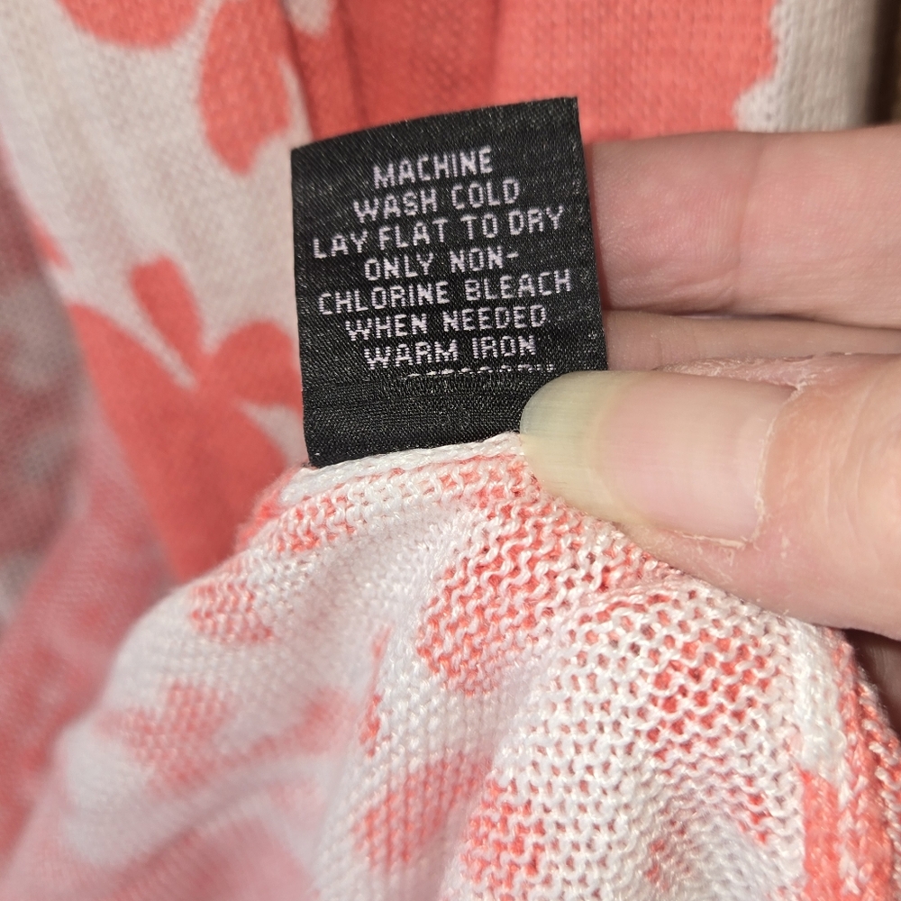 Women's Investments Pink/White Floral Coral Cardigan Size XL - Picture 9 of 11